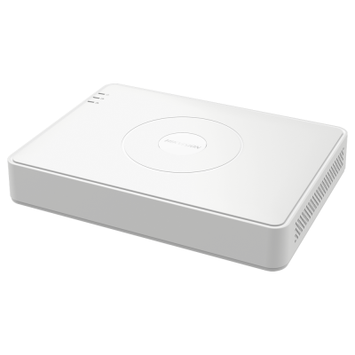 Aparelho eletrónico branco com logótipo HIKVISION e indicadores de luz.