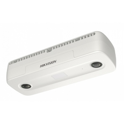 Câmara de segurança Hikvision branca com duas lentes e ventoinhas
