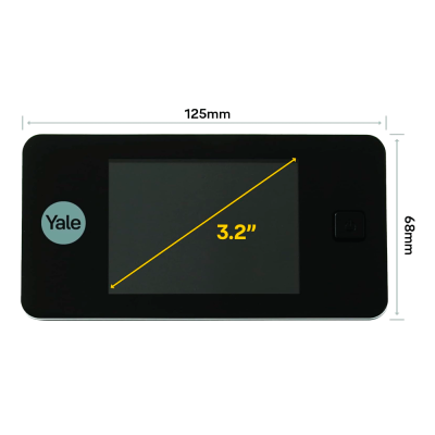 Monitor digital preto com ecrã 3.2 polegadas e logótipo Yale