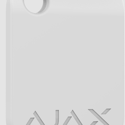 Dispositivo branco retangular com palavra AJAX gravada e orifício circular