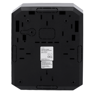 Módulo de integração Ajax MultiTransmitter preto com etiqueta branca e texto técnico