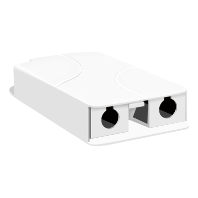 Adaptador eletrónico branco com duas entradas circulares