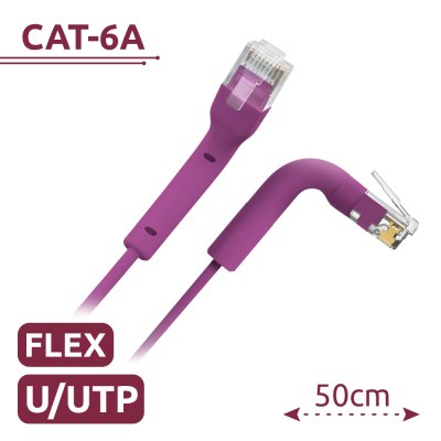 Cabo de rede CAT-6A roxo com conectores RJ45