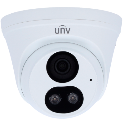 Câmara de vigilância cúpula branca UNV com lente e LEDs infra-vermelhos