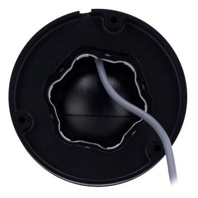 Base preta redonda com cabo cinzento