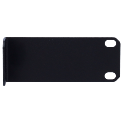 Suporte metálico preto com dois recortes ovais em uma ponta