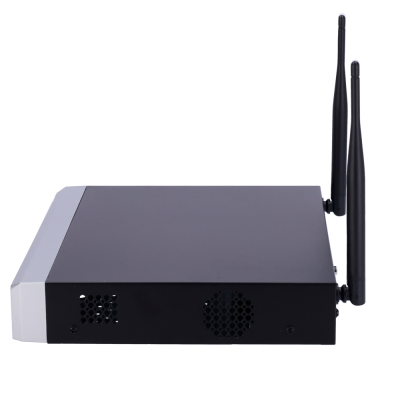 Roteador Wi-Fi preto com antenas duplas verticais