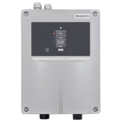Dispositivo eletrónico cinzento SECURITON com visor e indicações de estado