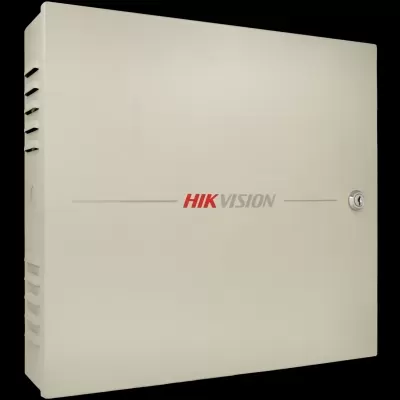 Caixa metálica bege com fechadura da marca HIKVISION