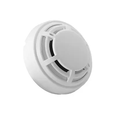 Detector de fumo branco redondo com grelha frontal