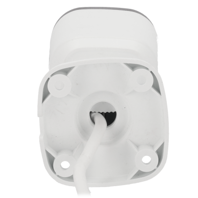 Câmara de vigilância branca com cabo saindo da base