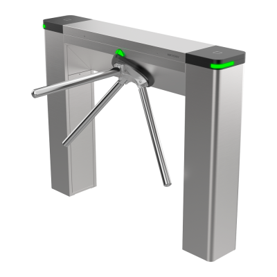 Torniquete metálico inox com luzes verdes e braços giratórios