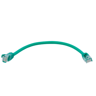 Cabo Ethernet verde com conectores RJ45 transparentes