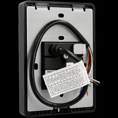 Painel eletrônico preto e cinza com cabo grosso e fios coloridos com etiqueta