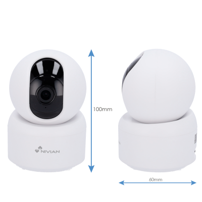 Câmara de vigilância branca Nivian com lente preta