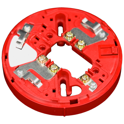 Base vermelha redonda para instalação elétrica com contatos metálicos