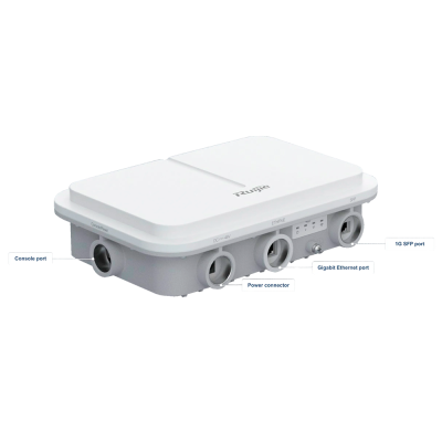 Dispositivo eletrônico branco com várias portas rotuladas