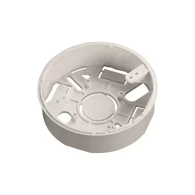 Caixa de montagem redonda em plástico branco com inscrições M16 e 20