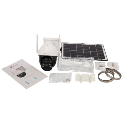 Kit de câmara 4G solar NIVIAN com câmara, painel solar, acessórios e manual