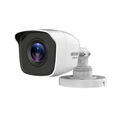 Câmara de segurança branca e preta com suporte e texto HIKVISION Night Sense
