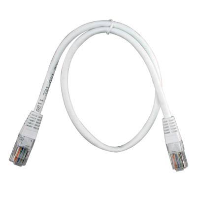 Cabo de rede Ethernet branco com conectores RJ45