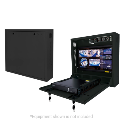 Painel de controlo de segurança com monitor e equipamento montado em suporte dobrável