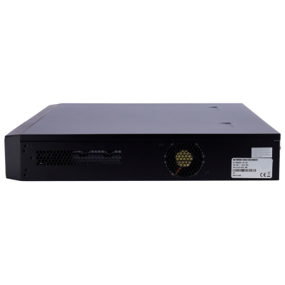 Gravador de vídeo de rede preto com ventoinha e etiqueta