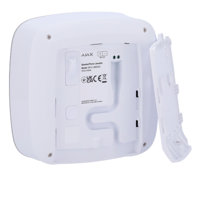 Painel branco quadrado Ajax Speakerswap Jeweller com porta lateral aberta