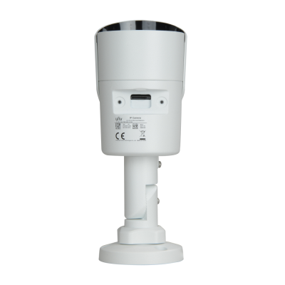 Câmara de vigilância IP branca com suporte e base redonda