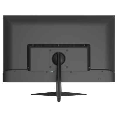 Monitor preto com suporte ajustável visto de trás