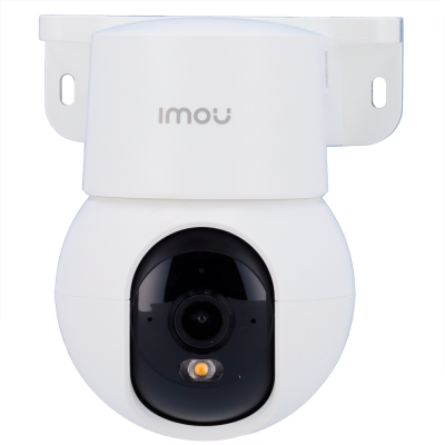 Câmara de vigilância branca com lente preta e texto 'imou'