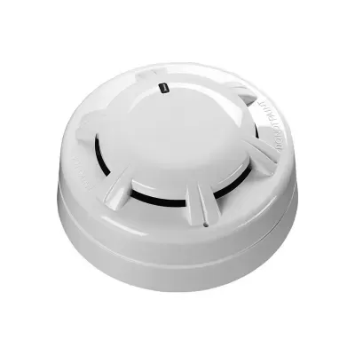 Detector de fumo branco redondo com texto 'DO NOT PAINT' em relevo