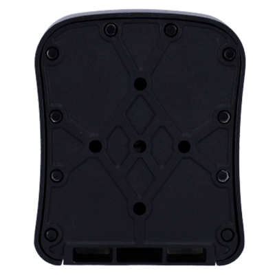 Base de suporte preta com orifícios e padrão geométrico