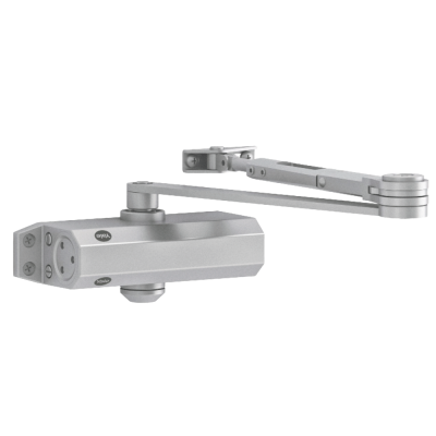 Fechador hidráulico de porta Yale prata com braço articulado