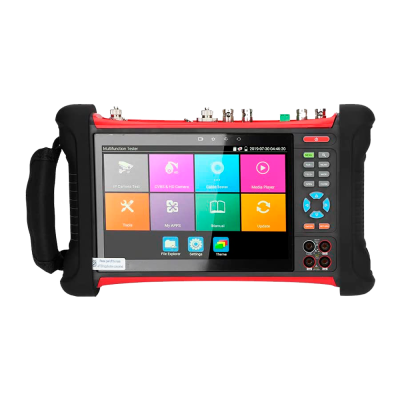 Aparelho portátil teste multifunções com ecrã digital colorido e botões físicos ao lado