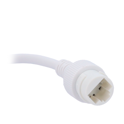 Cabo branco com conector plástico branco com textura estriada