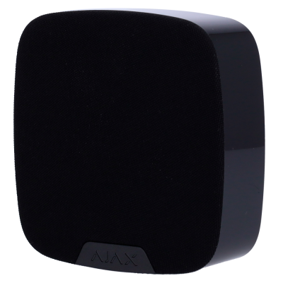 Coluna de som preta com tecido frontal e laterais brilhantes