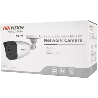 Caixa branca de câmara de segurança HIKVISION com imagem da câmara bullet branca e preta