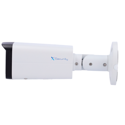 Câmara de segurança branca com texto X Security