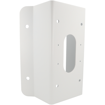 Estrutura metálica branca com orifícios e recorte oval central