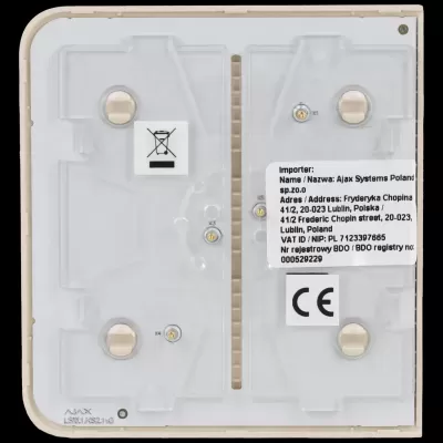 painel interior branco com etiquetas e símbolos