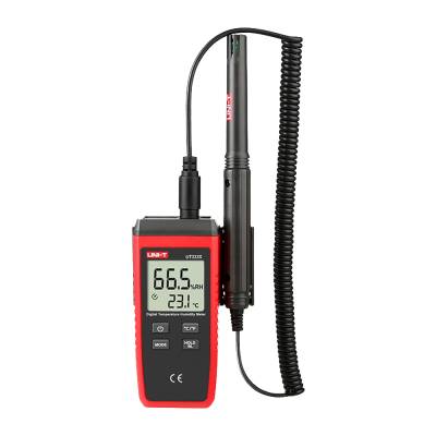 Medidor digital de temperatura e humidade UNI-T UT333S com sensor e cabo espiralado