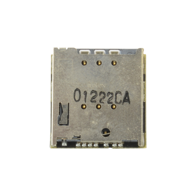 Conector metálico com pinos dourados e marcação molex 01222CA