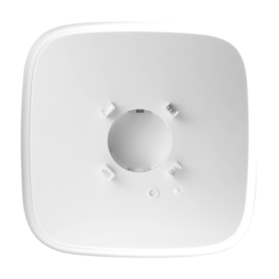 Base quadrada branca de plástico com abertura circular central e suportes