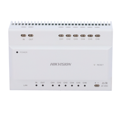 Dispositivo eletrônico branco HIKVISION com interruptores e indicadores