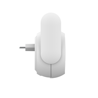 Tomada elétrica branca com ficha europeia e design compacto