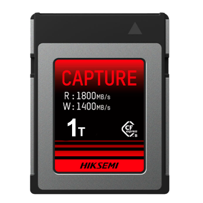 Cartão de memória CFexpress HIKSEMI 1TB preto, cinza e vermelho