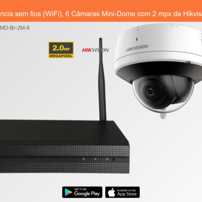 Sistema de vídeovigilância com caixa preta e câmara branca Mini-Dome da Hikvision