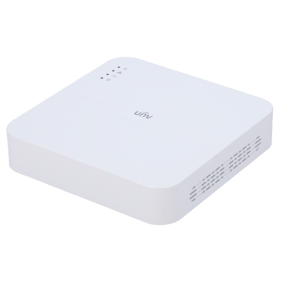 Aparelho eletrônico branco com logótipo UNV e LEDs indicadores no topo.