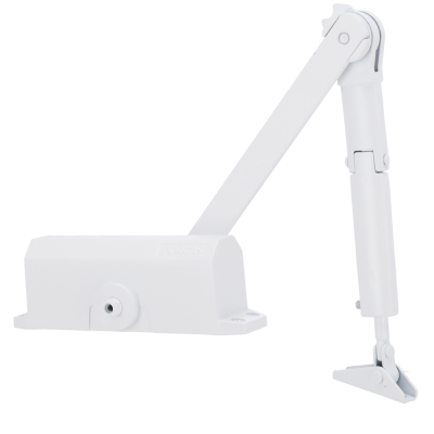 Mola hidráulica de porta branca em metal com braço articulado